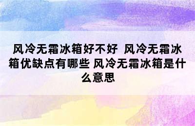 风冷无霜冰箱好不好  风冷无霜冰箱优缺点有哪些 风冷无霜冰箱是什么意思